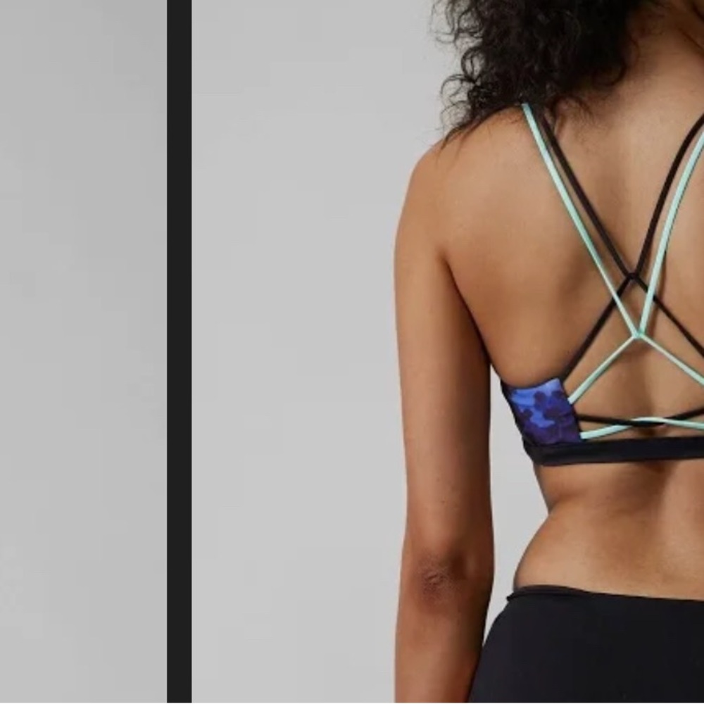 Athleta Blue Floral Strappy Bikini Top with Black Trim - Picture 15 of 15
